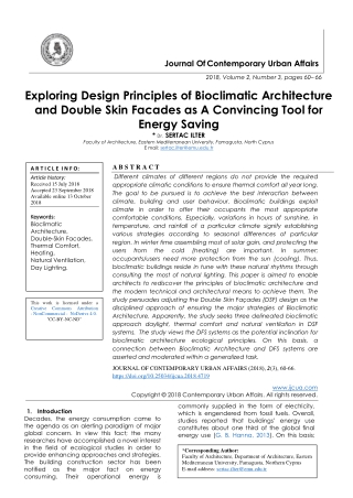 Exploring Design Principles of Bioclimatic Architecture and Double Skin Facades as A Convincing Tool for Energy Saving