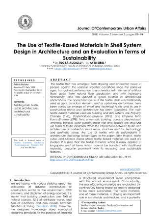 The Use of Textile-Based Materials in Shell System Design in Architecture and an Evaluation in Terms of Sustainability