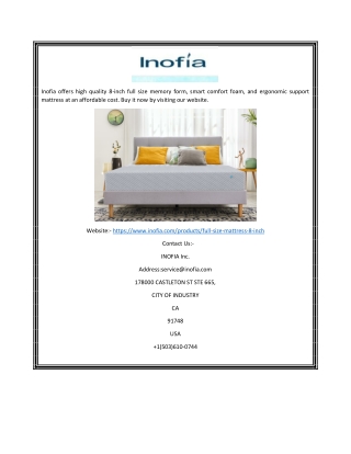 8 Inch Full Mattress | Inofia.Com