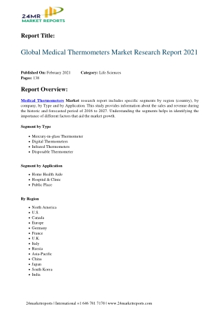 Medical Thermometers Market Research Report 2021