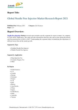 Needle Free Injectior Market Research Report 2021