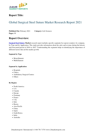 Surgical Steel Suture Market Research Report 2021