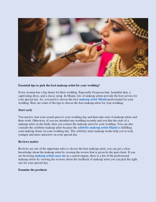 Essential tips to pick the best makeup artist for your wedding?