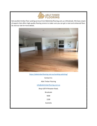 Floor Sanding Brookvale | Abletimberflooring.com.au