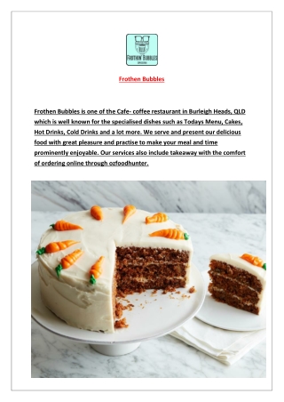 5% Off Frothen Bubbles Restaurant Menu Burleigh Heads,Qld