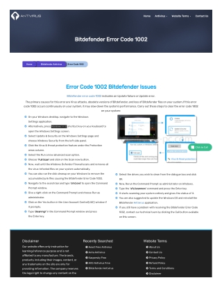 How to Fix Bitdefender Error Code 1002?