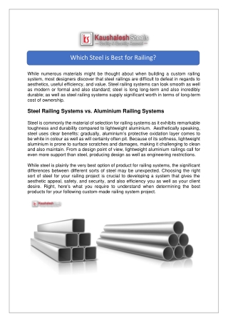Which Steel is Best for Railing?
