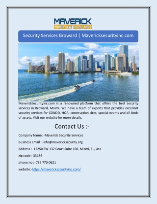 Security Services Broward | Mavericksecurityinc.com