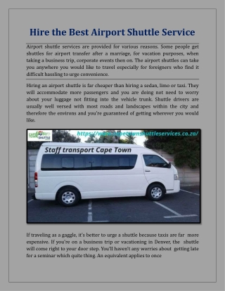 Hire The Best Airport Shuttle Service