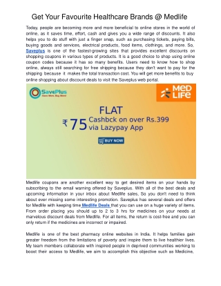 Get Your Favourite Healthcare Brands @ Medlife
