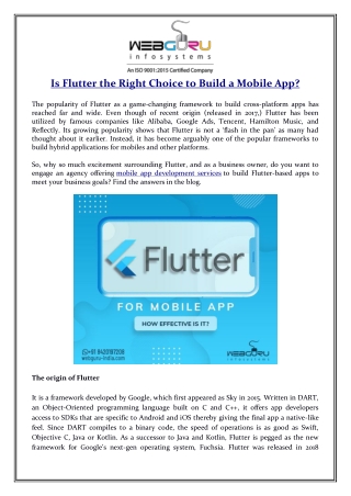 Is Flutter the Right Choice to Build a Mobile App?