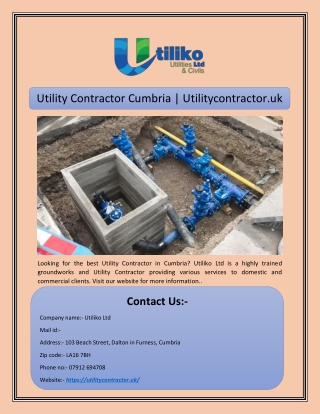 Utility Contractor Cumbria | Utilitycontractor.uk