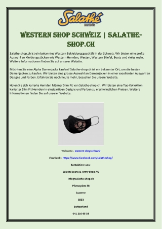 Western Shop Schweiz | Salathe-shop.ch