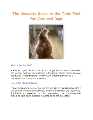 The Complete Guide to the Titer Test for Cats and Dogs - JetSet Pets