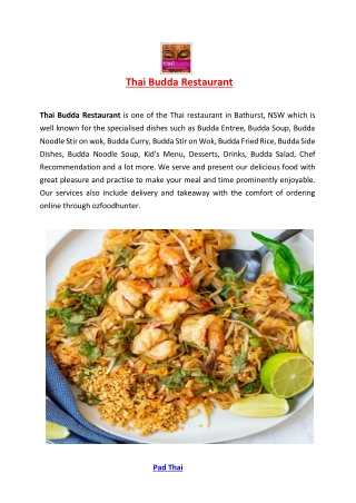 5% off - Thai Budda Restaurant Bathurst Menu, NSW