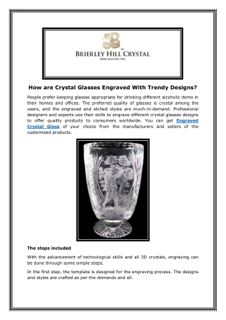 How are Crystal Glasses Engraved With Trendy Designs?