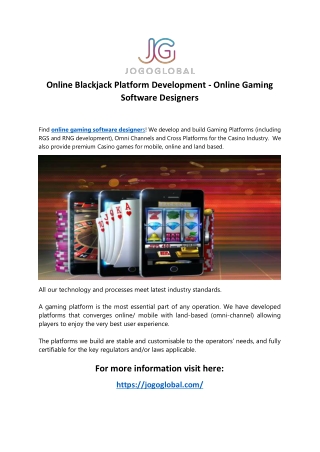 Online Blackjack Platform Development - Online Gaming Software Designers