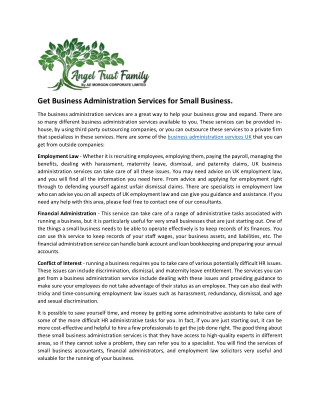 Get Business Administration Services for Small Business.