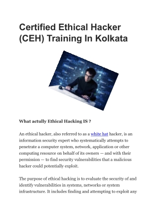 CEH Training In Kolkata - C|EHv11 (Certified Ethical Hacker) Course