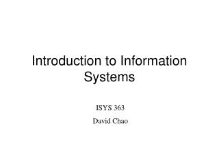 Introduction to Information Systems