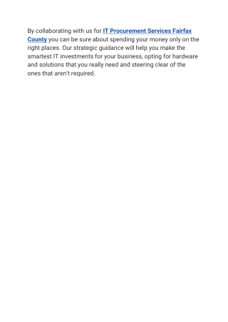 IT Procurement Services Fairfax County