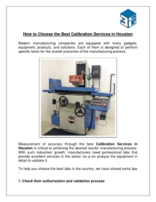 How to Choose the Best Calibration Services in Houston