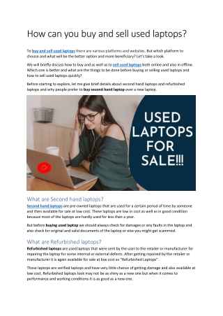 How can you buy and sell used laptops?