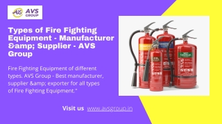 Types of Fire Fighting Equipment - Manufacturer &amp; Supplier - AVS Group