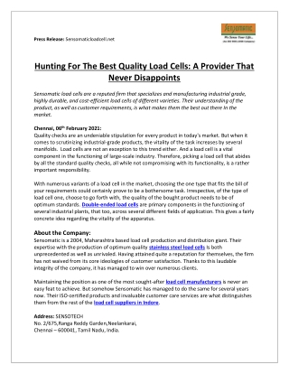 Hunting For The Best Quality Load Cells: A Provider That Never Disappoints