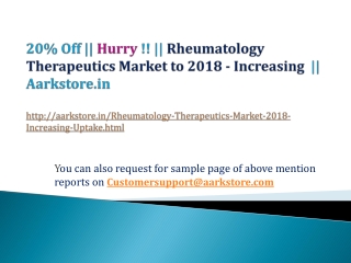 Rheumatology Therapeutics Market to 2018 - Increasing Uptake