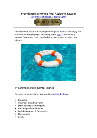 Providence Swimming Pool Accidents Lawyer