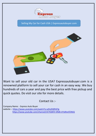 Selling My Car for Cash USA | Expressautobuyer.com