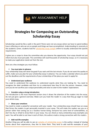 Strategies for Composing an Outstanding Scholarship Essay