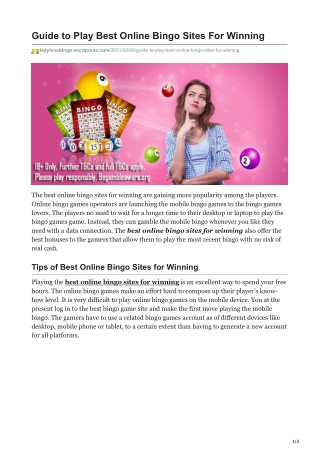 Guide to Play Best Online Bingo Sites For Winning