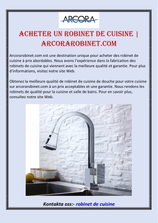 Acheter un robinet de cuisine | Arcorarobinet.com