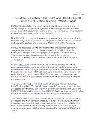 The Difference Between PRINCE2® and PRINCE2 Agile® | World Of Agile