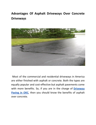 Advantages Of Asphalt Driveways Over Concrete Driveways