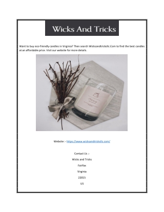 Buy Eco-Friendly Candles Virginia Near You | Wicksandtricksllc.com