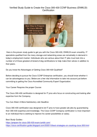 VerifiedStudyGuidetoCreatetheCisco300-430CCNPBusinessENWLSICertification