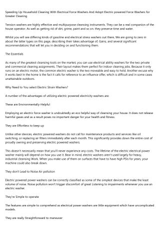 Dashing Up Dwelling Cleaning With Electric Tension Washers And Undertake Electrical Pressure Washers for Much better Cle