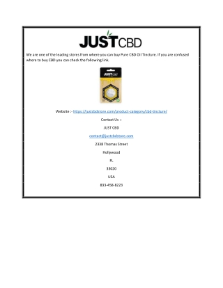 Buy CBD Tincture | Justcbdstore.com