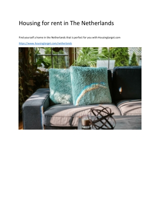 Housing for rent in The Netherlands