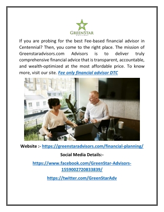 Fee Only Financial Advisor Dtc | GreenStar Advisors