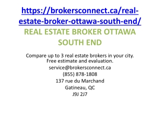 REAL ESTATE BROKER OTTAWA SOUTH END