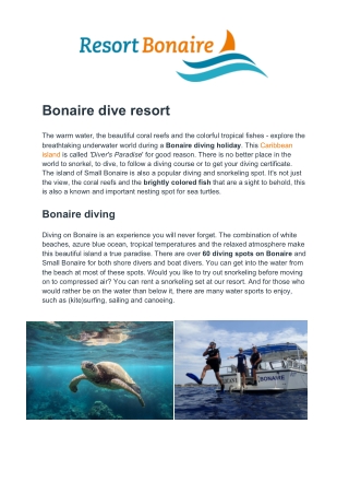 Resort Bonaire - Bonaire dive resort