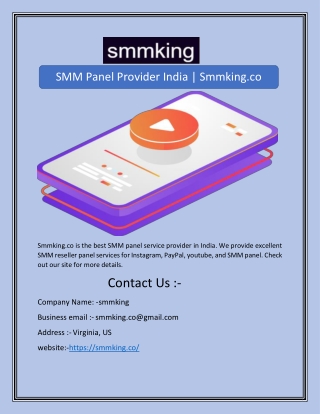 SMM Panel Provider India | Smmking.co