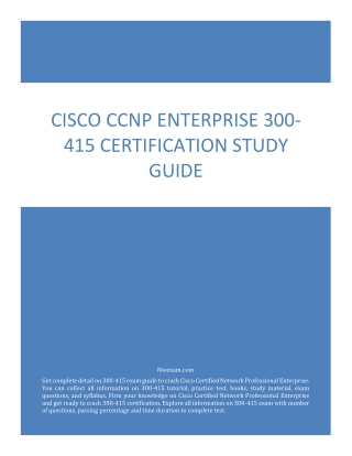 CISCO CCNP ENTERPRISE 300-415 CERTIFICATION STUDY GUIDE