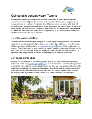 Kleinschalig bungalowpark Twente