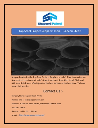 Top Steel Project Suppliers India | Sapcon Steels