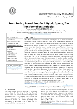 From Zoning Based Area To A Hybrid Space; The Transformation Strategies